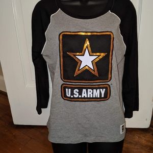Medium U.S Army Bling Tee 3/4 length sleeves New